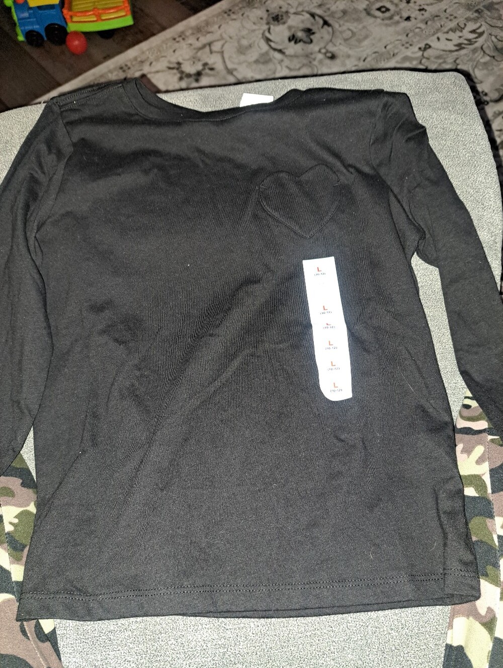 Old Navy Black Long Sleeve Tee with Heart Pocket Detail